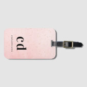 Blush roze naam elegant modern initiaal bagagelabel (Voorkant (horizontaal))