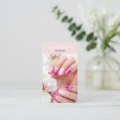 Blush Roze Nagelkunstenaar Logo Foto QR Code Visitekaartje (Staand voorkant)