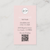 Blush Roze Nagelkunstenaar Logo Foto QR Code Visitekaartje (Achterkant)