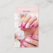 Blush Roze Nagelkunstenaar Logo Foto QR Code Visitekaartje (Voorkant)