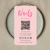 Blush Roze Nail Technician QR Code Nails Art Salon Visitekaartje