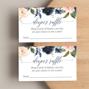 Blush roze Navy baby shower luier loterij kaarten