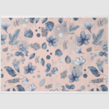 Blush Roze Navy Blauw Bloemen Patroon