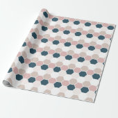 Blush Roze Navy Blauw Hexagon Hex Cadeaupapier (Uitgerold)
