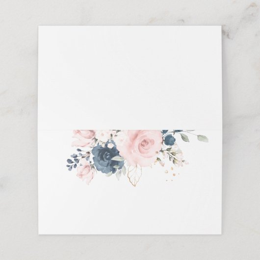 Blush roze Navy bloemenbruiloft rozen (Buitenkant ongevouwen)