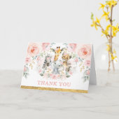 Blush roze Oerwoud Wilde Dieren Hartelijk dank Kaart (Gele Bloem)