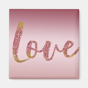 Blush Roze Ombre Glitter Goud Rood Liefde Magneet