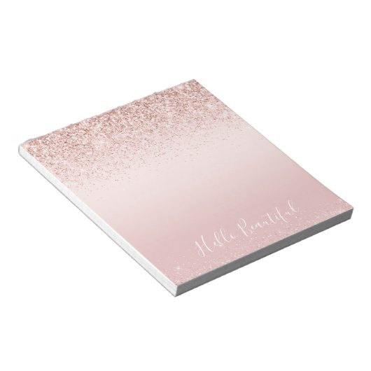 Blush roze ombre Glitzy Glitter Sparkle Note Notitieblok (Schuin)