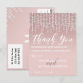 Blush roze opknoping diamanten lichten Dank u Briefkaart (Voorkant / Achterkant)