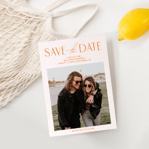Blush Roze & Oranje foto Opslaan Datum Kaart