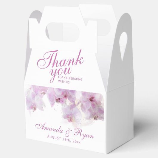 Blush Roze Orchidee Waterverf Bloem Bruiloft Dank Bedankdoosjes (Geopend)