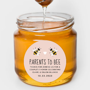 Blush Roze Ouders naar Bee Shower Favoriete Sticke Ronde Sticker