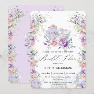 Blush Roze Paarse Bloemen Vrijgezellenfeest Tea Pa Kaart