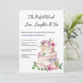 Blush roze Paarse Floral Tiered Cake Vrijgezellenf Kaart (Staand voorkant)