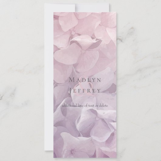 Blush Roze Paarse Hydrangea Zomertuin Bruiloft Kaart (Achterkant)