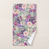 Blush Roze Paarse Waterverf Floral Sage Green Bad Handdoek (Handdoek)