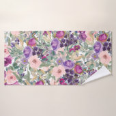 Blush Roze Paarse Waterverf Floral Sage Green Badhanddoek (Badhanddoek)