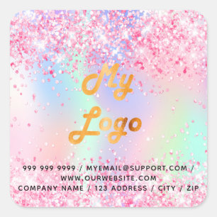 Blush roze paarse zakensalon logo vierkante sticker