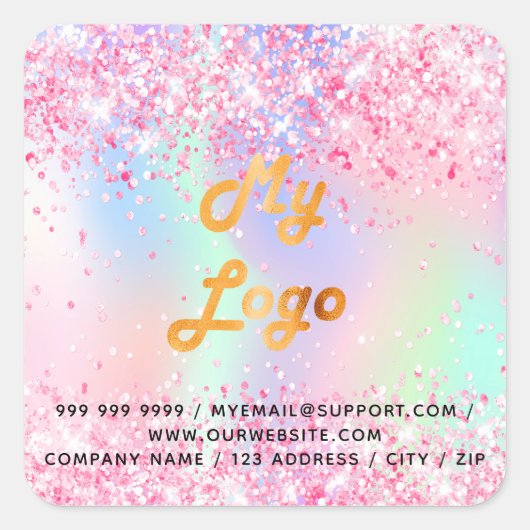 Blush roze paarse zakensalon logo vierkante sticker (Voorkant)