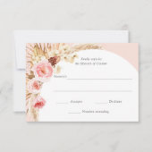 Blush Roze Pampas Grass Boho Bloemen Bruiloft RSVP (Voorkant)