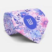 Blush Roze & Pastel Blauwe Waterverf Stropdas (Opgerold)