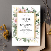 Blush Roze Pastel Bloementuin Elegante bruiloft Kaart