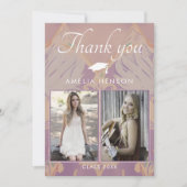 Blush Roze Patroon Afstuderen 2 Foto Afstuderen Bedankkaart (Voorkant)