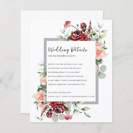 Blush roze perzik en koraal bloemenbruiloft detail (Voorkant / Achterkant)