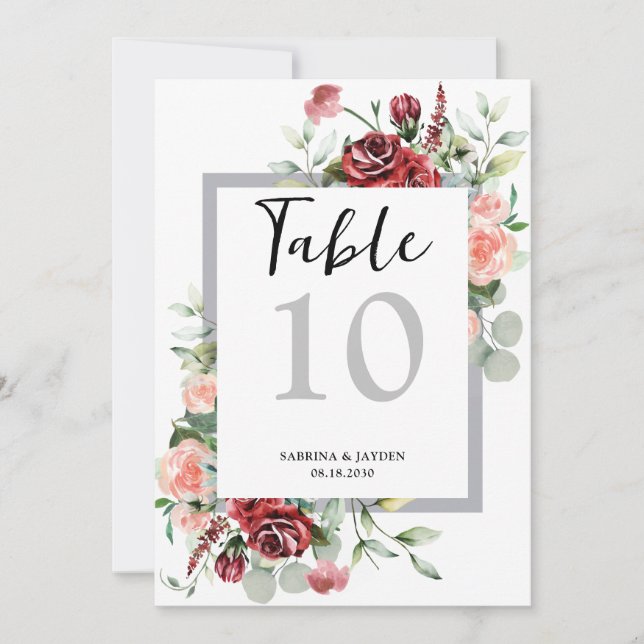 Blush Roze Perzik Koraal Bloemen Bruiloft Tafel Nu (Voorkant)