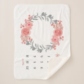 Blush Roze Perzik Roos Krans Bloemen Baby Mileston Sherpa Deken (Voorkant)