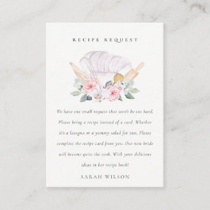 Blush roze Pet Floral Recipe Request Bride Informatiekaartje