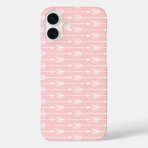 Blush roze pijlpatroon iPhone 16 plus hoesje