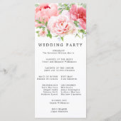 Blush Roze Pioen Bloemen DIY Bruiloft Programma (Achterkant)