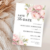 Blush roze pioen elegante bruiloft Save the date Kaart