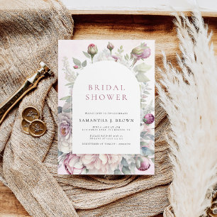 Blush roze pioenen Elegant bloemig Vrijgezellenfee Kaart