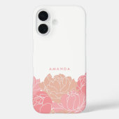 Blush roze pioenen gepersonaliseerde iPhone case (Achterkant)