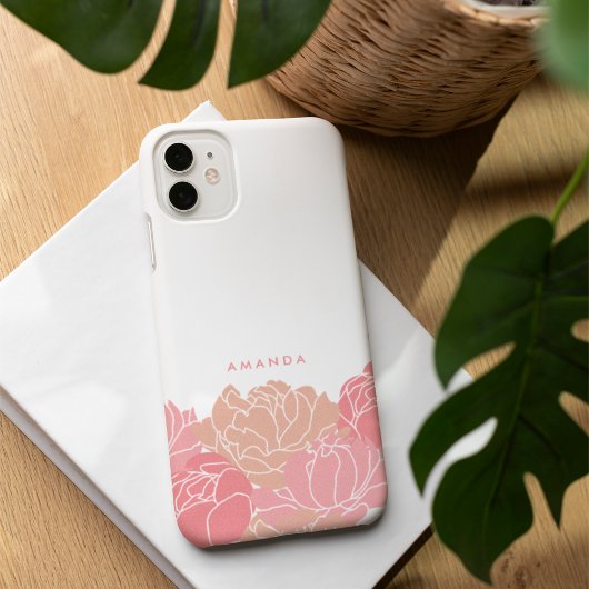 Blush roze pioenen gepersonaliseerde iPhone case