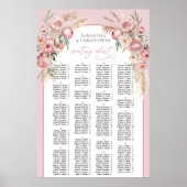 Blush roze pioenrozen pampas boho boog Alfabetisch Poster (Voorkant)