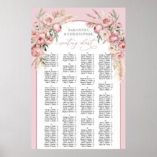 Blush roze pioenrozen pampas boho boog Alfabetisch Poster