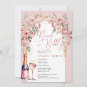 Blush roze pioenrozen pampas boho brunch en bubbly kaart (Voorkant)