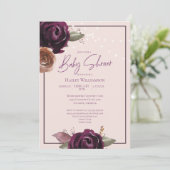 Blush roze, plum, Paarse String Lights Baby shower Kaart (Staand voorkant)