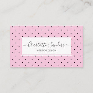 Blush roze polka dot trendy script visitekaartje