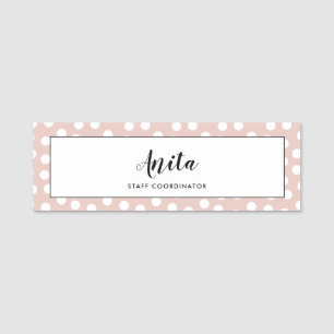 Blush roze polka stippen naamplaatje