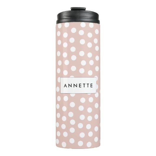 Blush roze polka stippen thermosbeker (Voorkant)