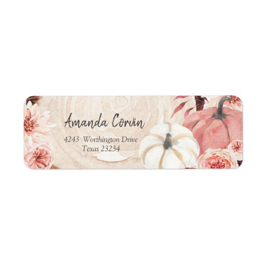 Blush Roze pomkin Return Address Label (Voorkant)