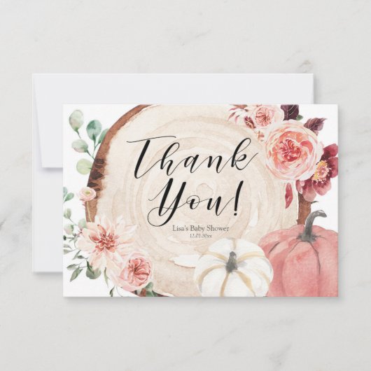 Blush roze pompoen Baby shower Hartelijk dank Bedankkaart (Voorkant)