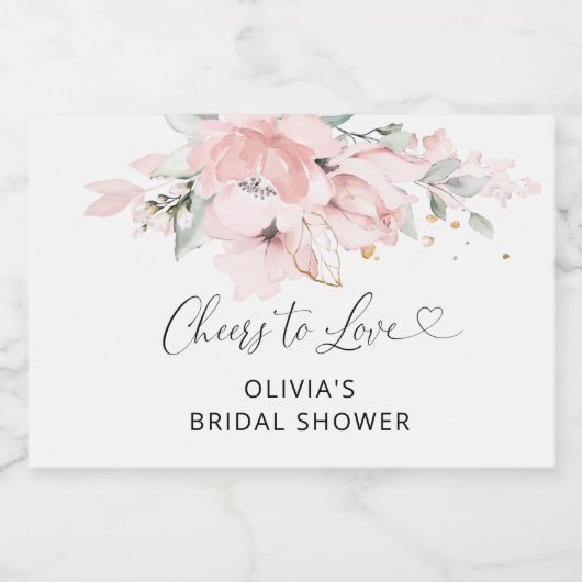 Blush roze proost op liefde sparkling wijnetiket (Enkel label)