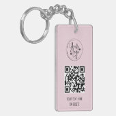 Blush roze QR Code Logo Business Sleutelhanger (Voorkant Links)