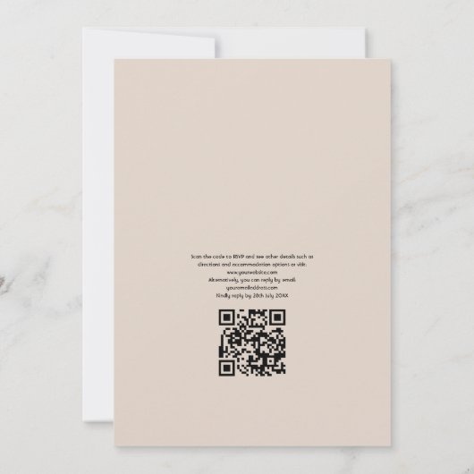Blush roze QR Code RSVP Beach Weddenschap Kaart (Achterkant)