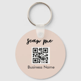 Blush roze QR-code Visitekaartje Uw Logo Sleutelhanger